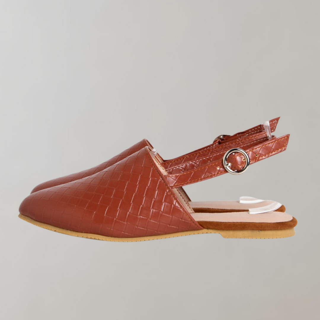 W&W Mode - Flache Sandale mit niedrigem Absatz | Loafer-Sandale mit Riemen an der Rückseite
