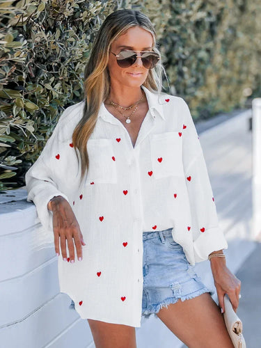 W&W Mode | Lässige Frühlingsbluse Mit Besticktem Herz Für Damen