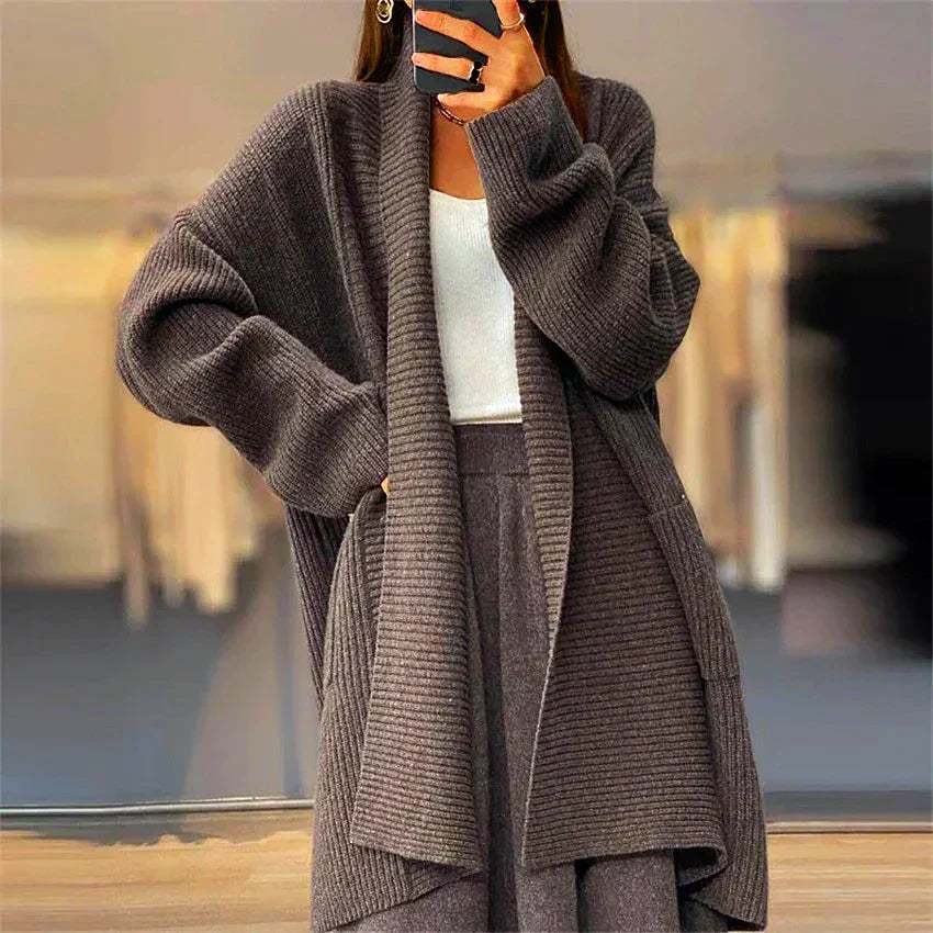 W&W Mode | Verdickte Damen-Strickjacke in Unifarben