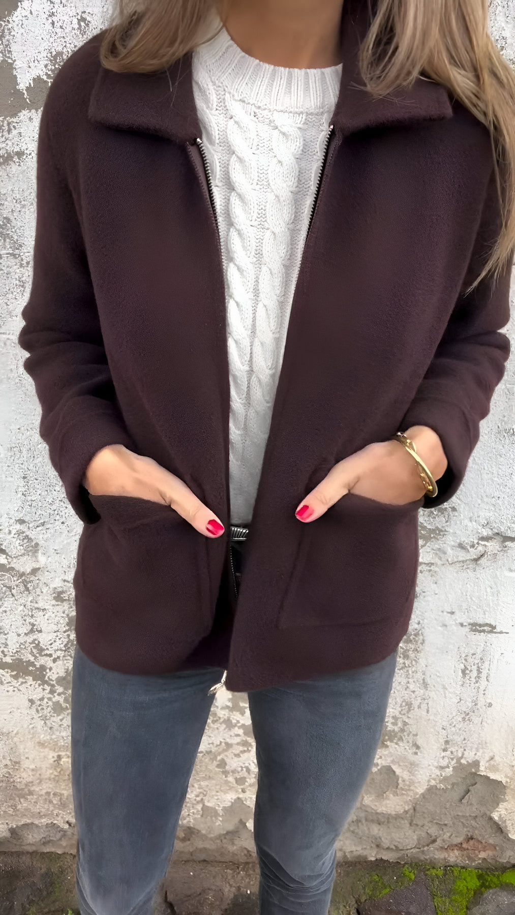 W&W Mode | Bequeme Langärmelig Reißverschluss Jacke mit Taschen