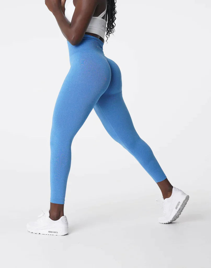 Damen nahtlose Leggings mit hohem Bund und Raffung am Gesäß