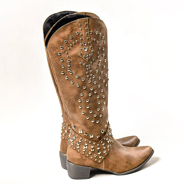 Damen-Cowboystiefel mit Absatz und strapazierfähiger Gummisohle