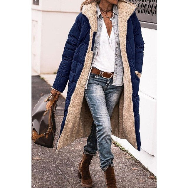 W&W Mode - Wendbare lange Pufferjacke (mit Kapuze)