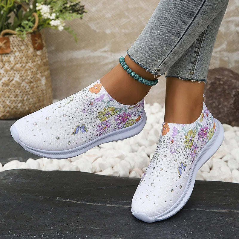 W&W Mode –  Atmungsaktive Strick-Plattformschuhe mit Blumenmuster