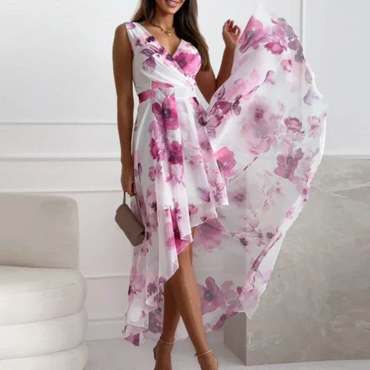 W&W Mode | Elegantes Maxikleid Mit Blumenmuster Und V-ausschnitt