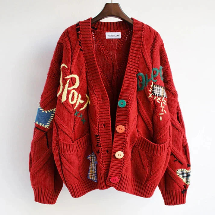 W&W Mode | Strickjacke Mit Patchwork Details