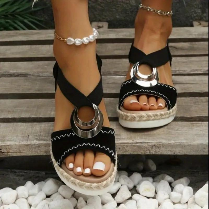 W&W Mode | Espadrillesandalen, Plattform, Elastisches Band, Keilabsätze, Sommerschuhe