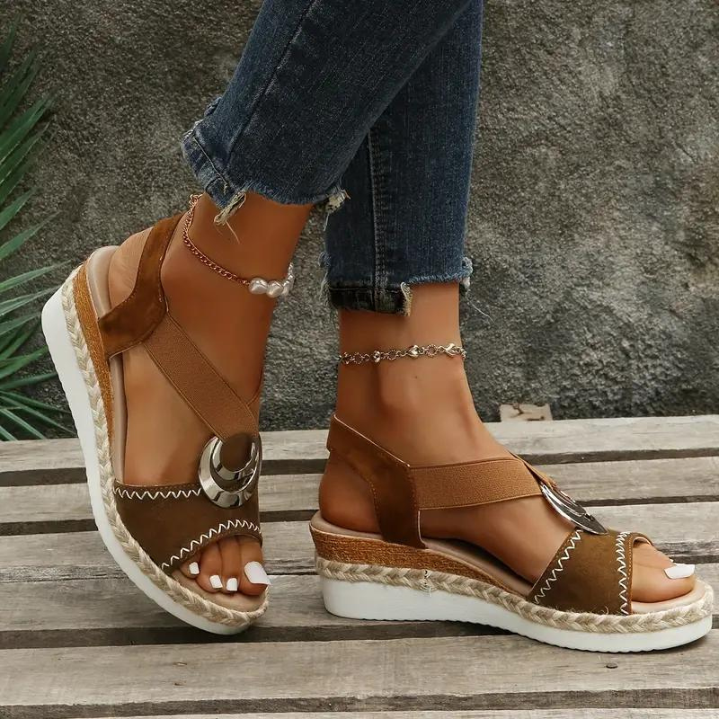 W&W Mode | Espadrillesandalen, Plattform, Elastisches Band, Keilabsätze, Sommerschuhe