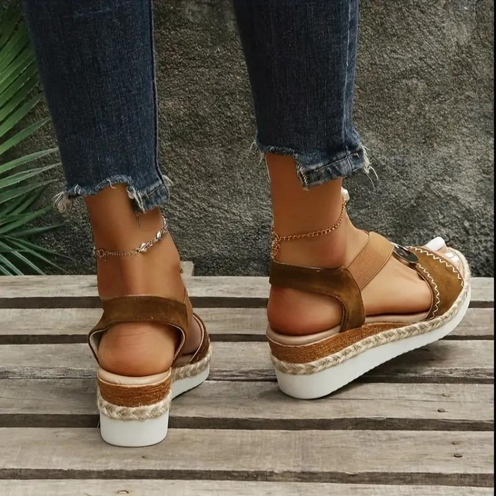 W&W Mode | Espadrillesandalen, Plattform, Elastisches Band, Keilabsätze, Sommerschuhe