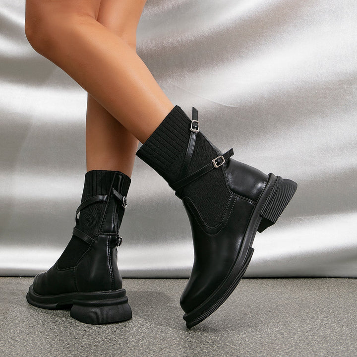 Braune Damen-Ankle-Boots mit Wickelriemen und hohem Absatz