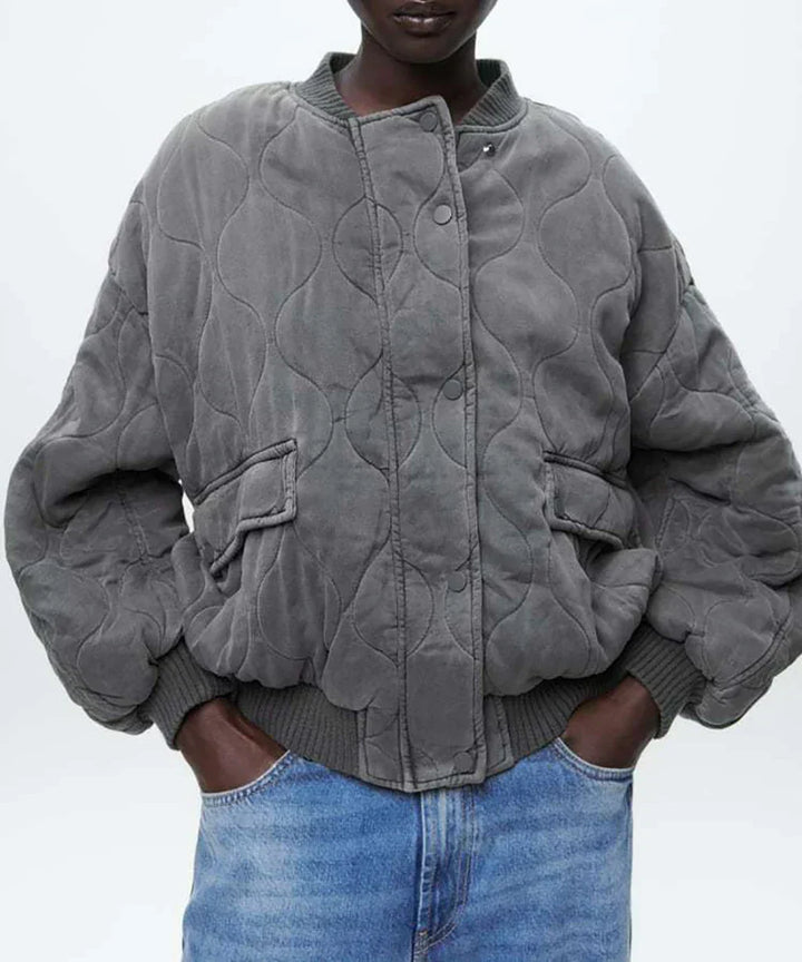W&W Mode - Wattierte Bomberjacke mit Steppdesign und Rippbündchen