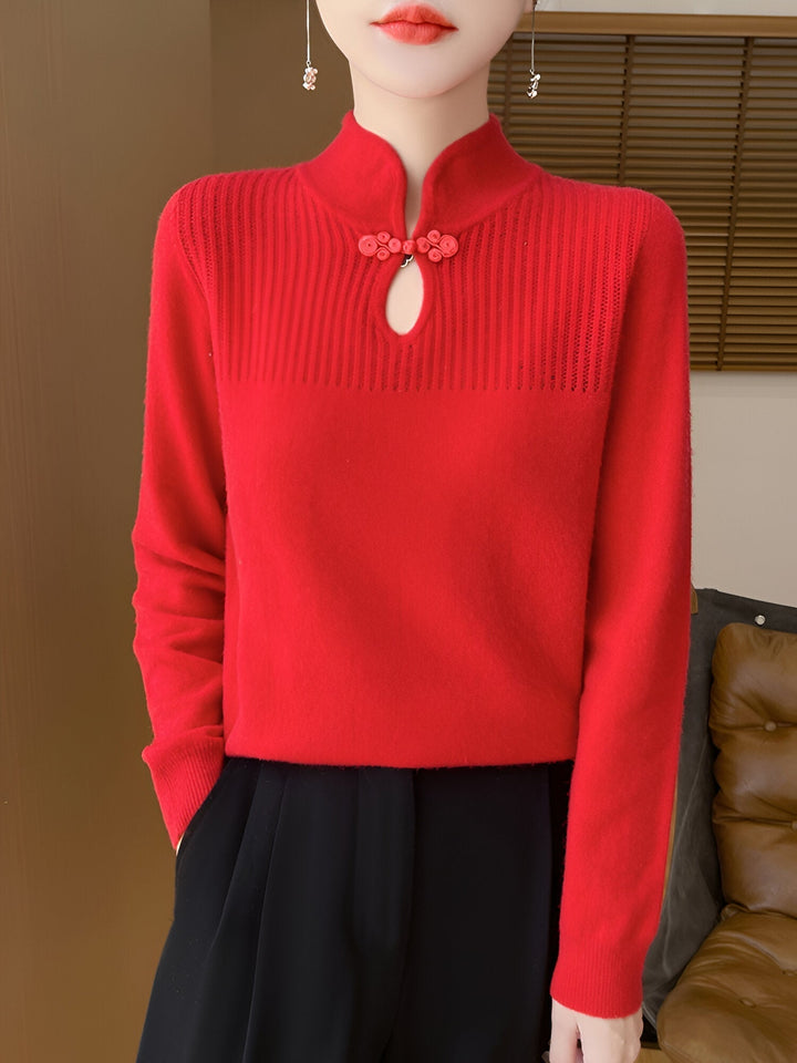 W&W Mode | Eleganter Merino-Wollpullover im chinesischen Stil