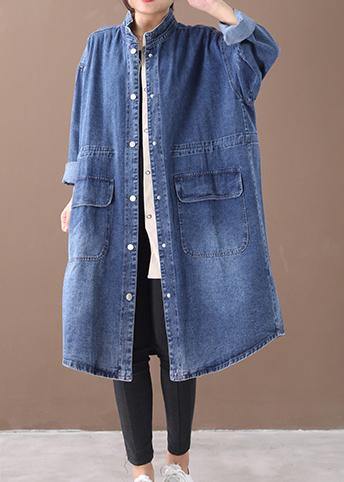W&W Mode | Denim Blauer Plus Size Trenchcoat Mit Kordelzug