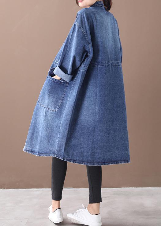 W&W Mode | Denim Blauer Plus Size Trenchcoat Mit Kordelzug