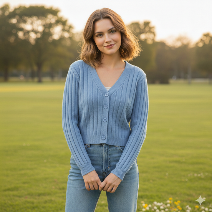 Damen-Kabelstrickpullover mit V-Ausschnitt