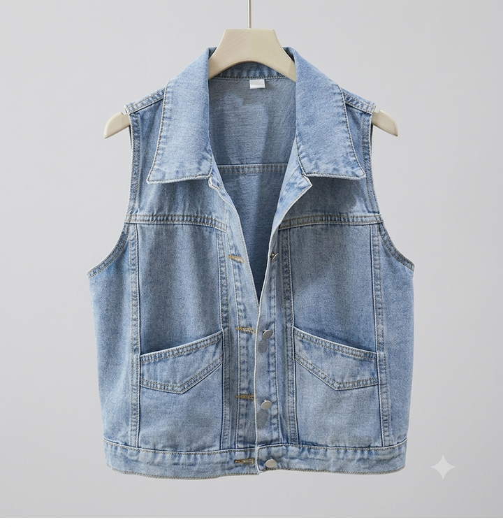 W&W Mode - Denim Weste Mit Perle