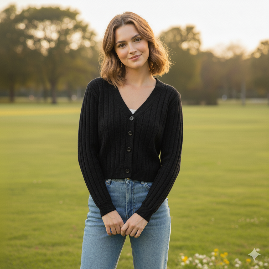 Damen-Kabelstrickpullover mit V-Ausschnitt