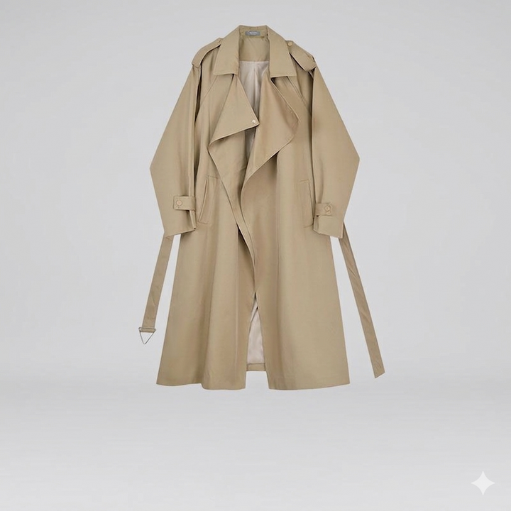 W&W Mode | Eleganter Langer Trenchcoat Bürotasche mit Gürtel