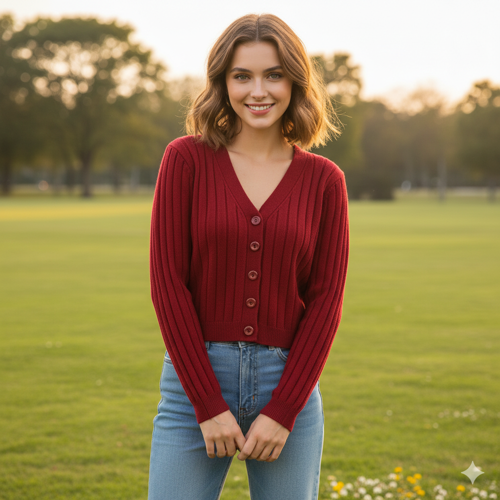 Damen-Kabelstrickpullover mit V-Ausschnitt