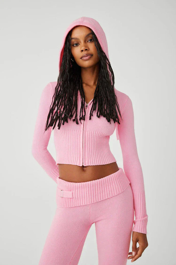 W&W Mode | Loungewear Set Damen Zip Zweiteiliges Set aus Strickjacke und Strickhose