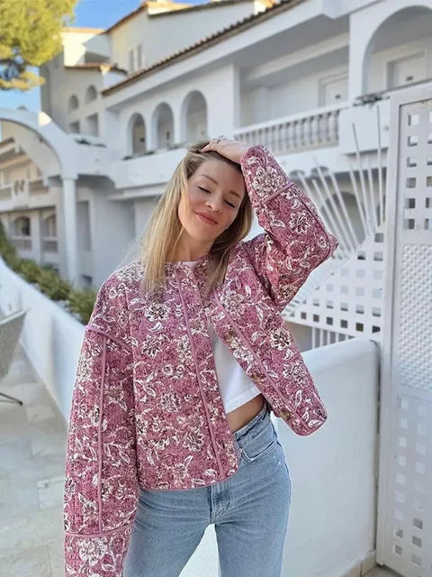 W&W Mode - Damen floral gesteppte Jacke für gemütliche Tage