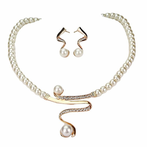 W&W Mode | Natürliche Perlenkette + Ohrring Satz Gold