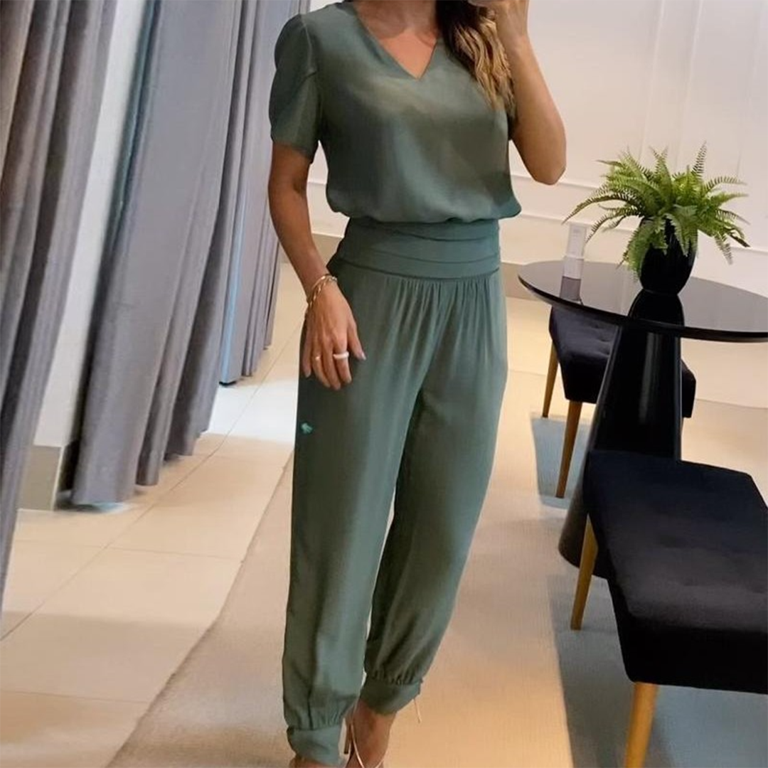 W&W Mode | Stilvoller Bedruckter Jumpsuit Mit V-ausschnitt Für Damen