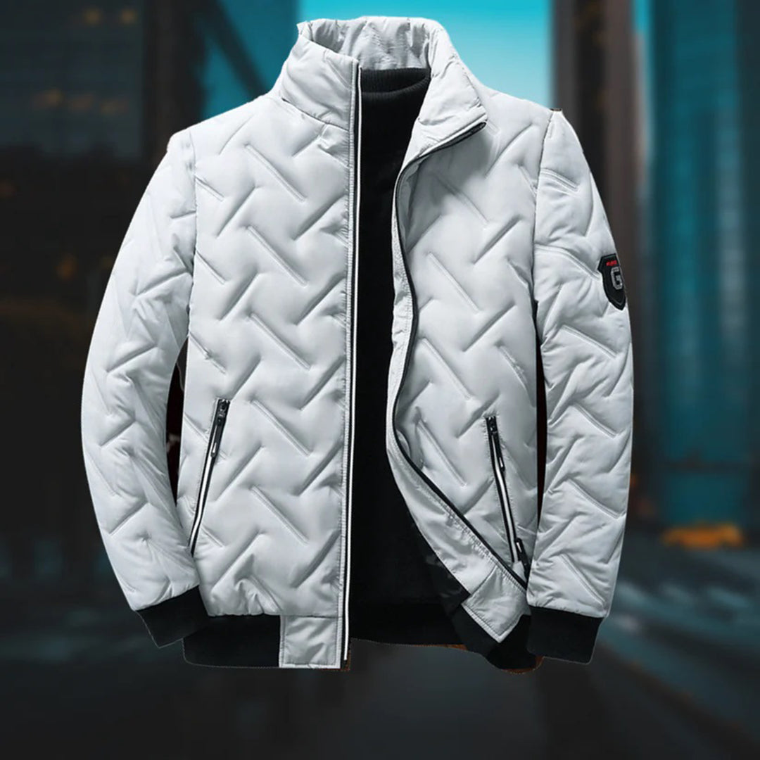 W&W Mode | Moderne Herren-Steppjacke Mit Reißverschluss Und Stehkragen