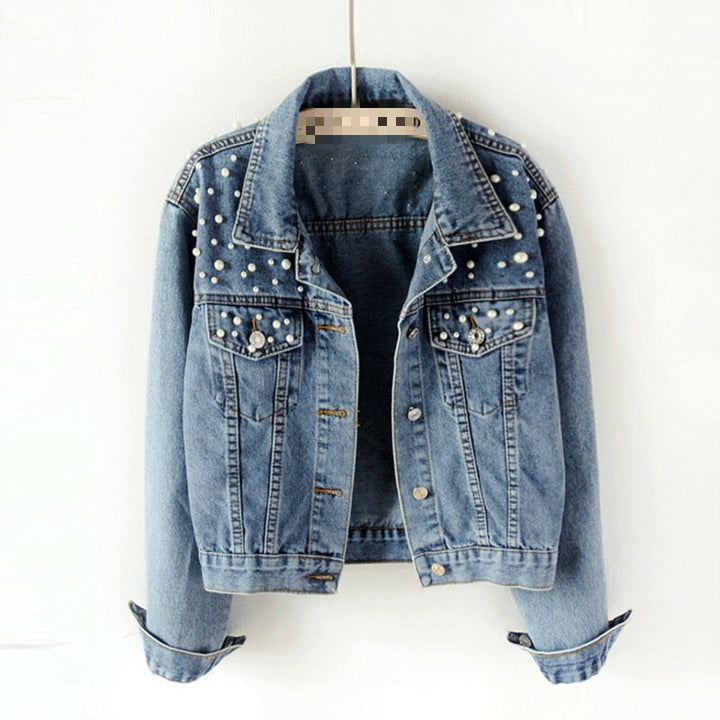 W&W Mode | Lässige Jeansjacke Mit Perlen