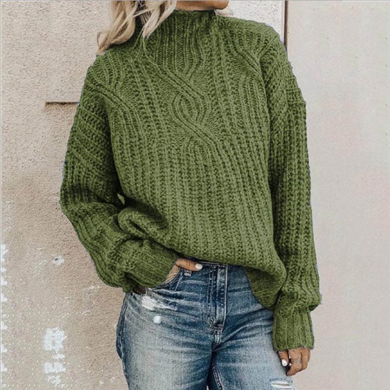 W&W Mode | Pullover Bequemer Kabelstrickpullover mit Rollkragen für Damen