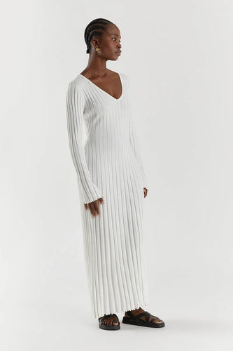 W&W Mode Strickkleid | Modernes Langarm-Damenkleid mit V-Ausschnitt