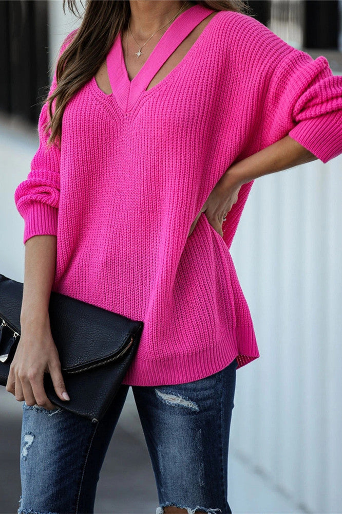 W&W Mode Chic V Neck lässiger Oversize Pullover