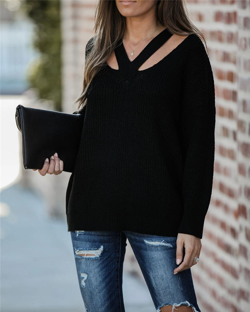 W&W Mode Chic V Neck lässiger Oversize Pullover