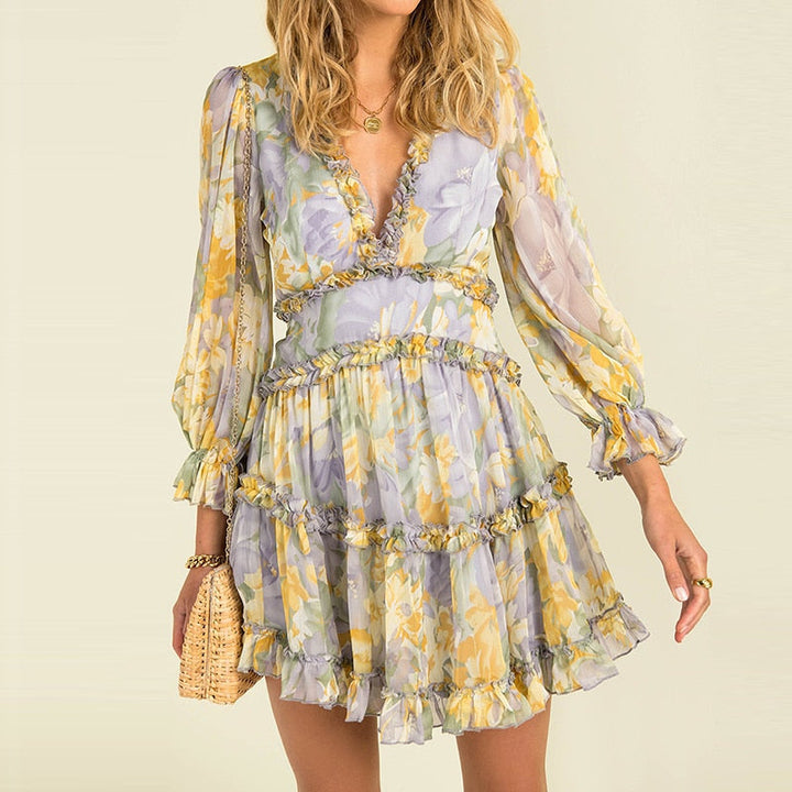 W&W Mode - Einfaches bedrucktes Chiffonkleid