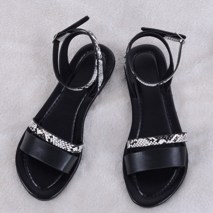 Flache Gladiator-Sandalen mit Leopardenmuster