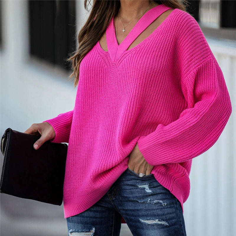 W&W Mode Chic V Neck lässiger Oversize Pullover