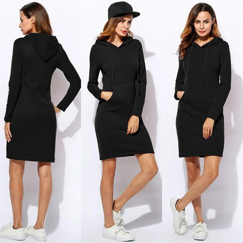 W&W Mode - Sweatshirt Kleid mit Kapuze