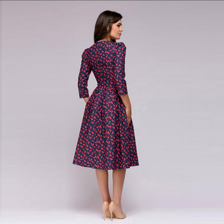 W&W Mode geblümtes Kleid drei Viertel Ärmel