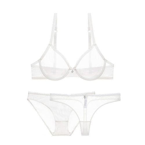 W&W Mode | 3-Teiliges Transparentes Unterwäsche-Set mit Dekorativem Diamantstraß