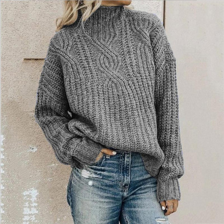 W&W Mode | Pullover Bequemer Kabelstrickpullover mit Rollkragen für Damen