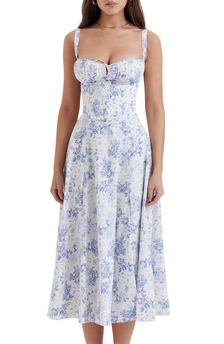Geblümtes Bustierkleid mit taillenbetontem Schnitt