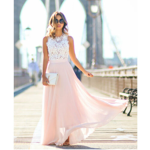 W&W Mode | Elegantes Maxi Spitzenkleid Im Brauthochzeits Stil