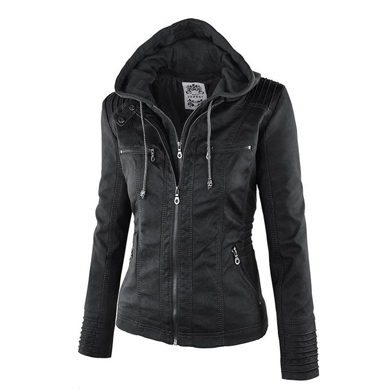 Kapuzenjacke: Basic PU-Jacke