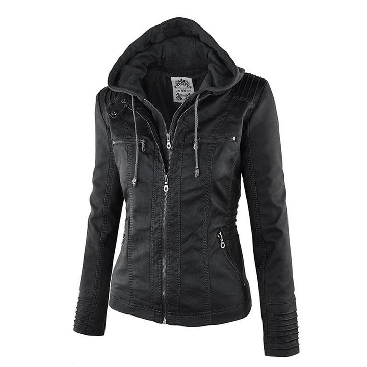 Kapuzenjacke: Basic PU-Jacke