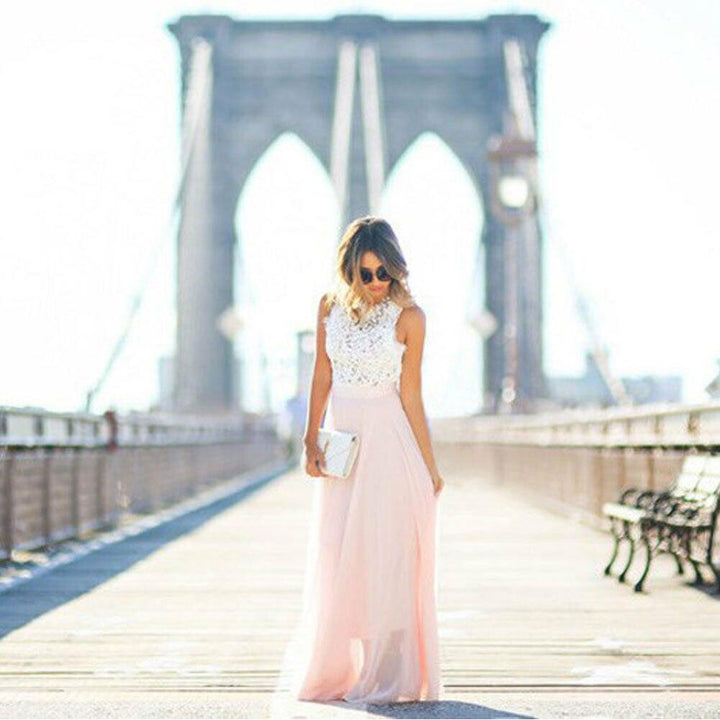 W&W Mode | Elegantes Maxi Spitzenkleid Im Brauthochzeits Stil