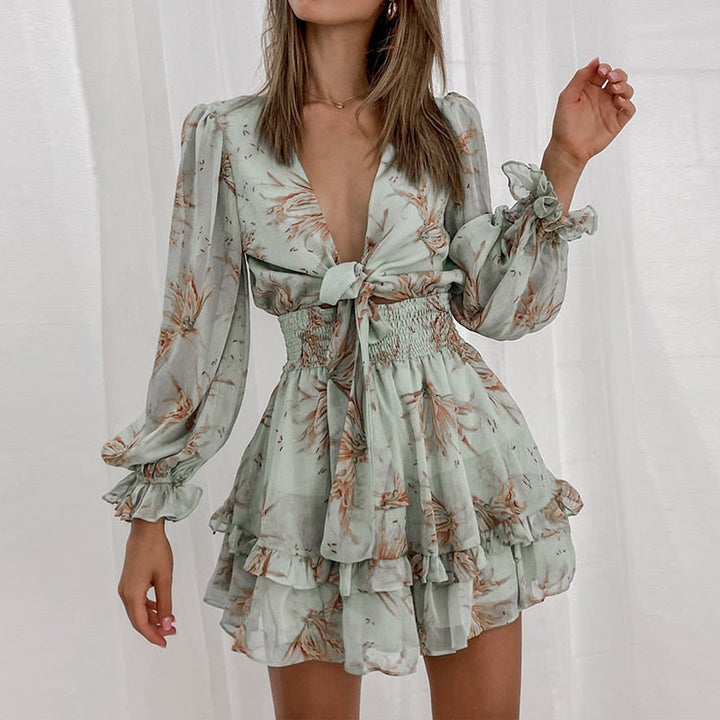 W&W Mode - Einfaches bedrucktes Chiffonkleid