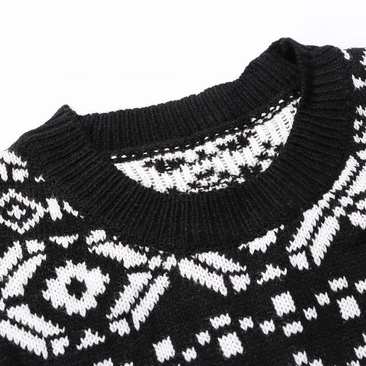 W&W Mode - Hässlicher Weihnachtspulli - Festliches Strickkleid mit Rentier-Muster