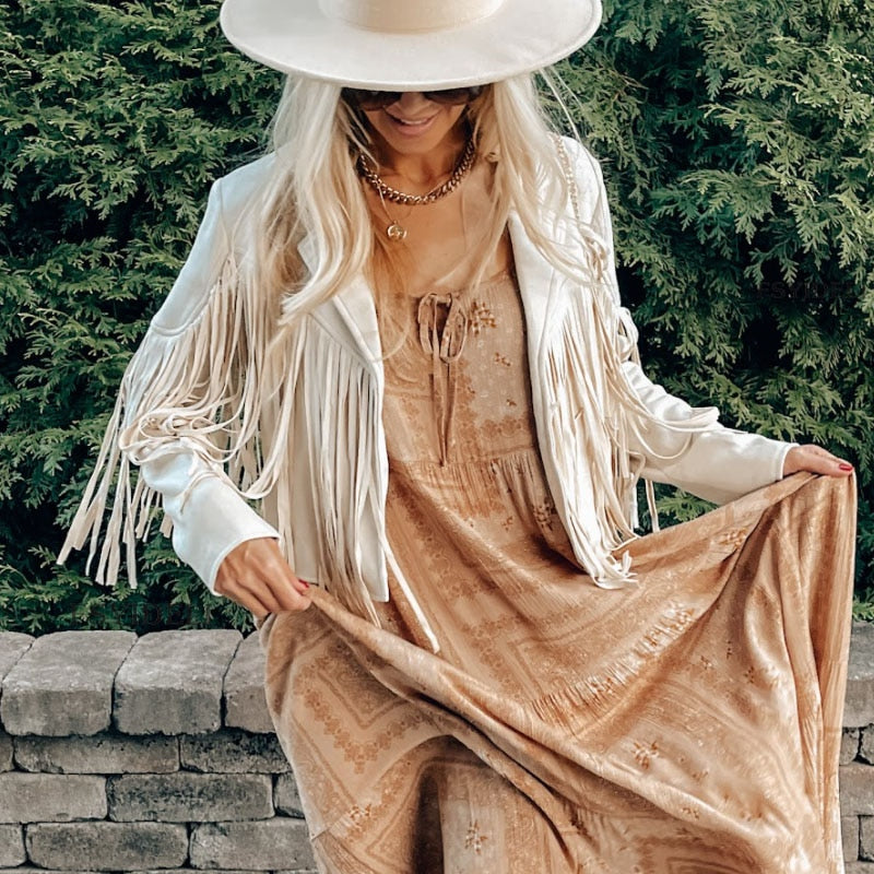 W&W Mode Wildlederjacke mit Fransen | Damen Quasten-Cardigan für Trendige Outfits