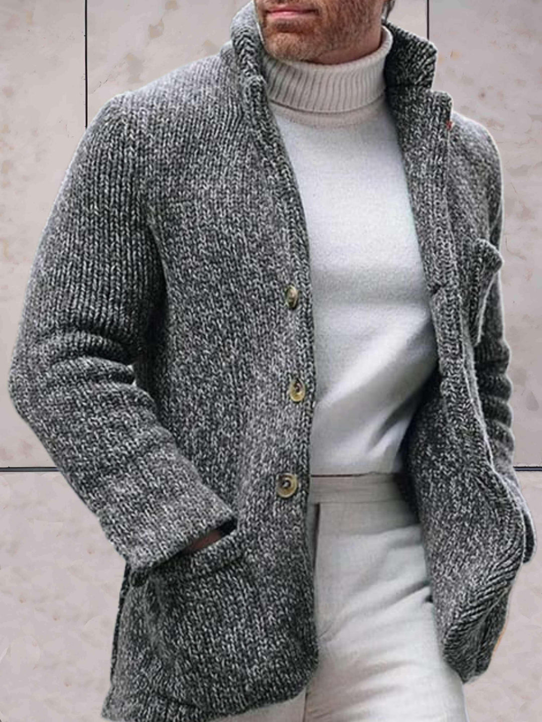 W&W Mode - Lässige Strickjacke mit hohem Ausschnitt