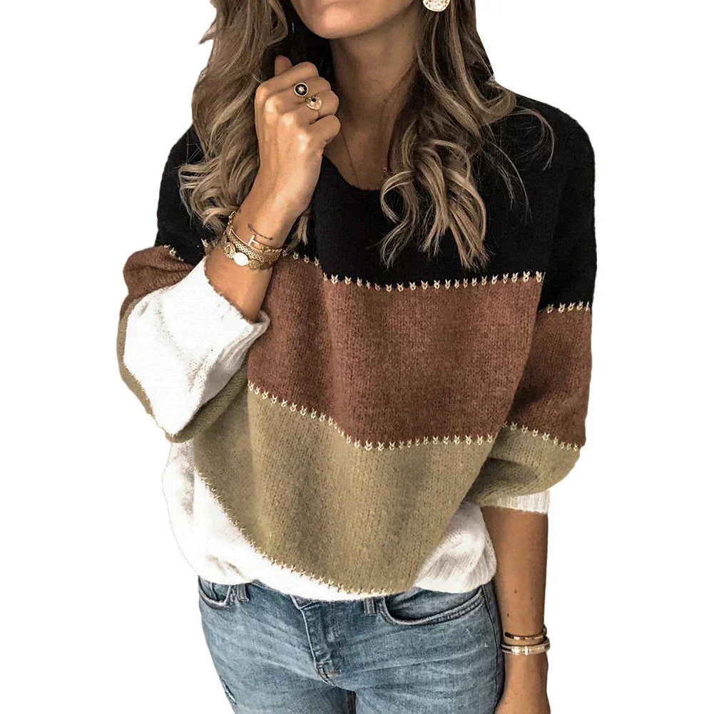 W&W Mode | Damen Gestreifter Langarmpullover